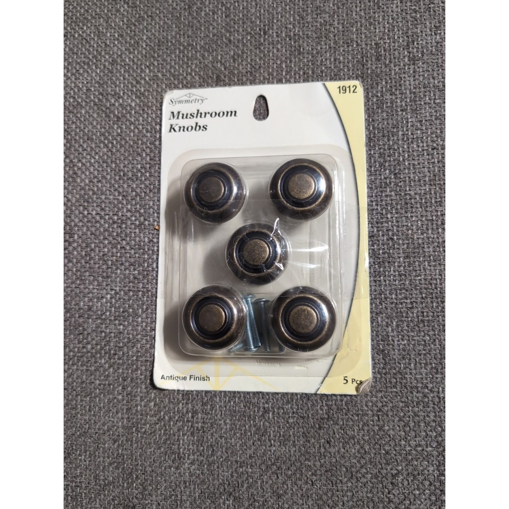 Symmetry Set Of 5 Mushroom Knobs Round Antique Finish